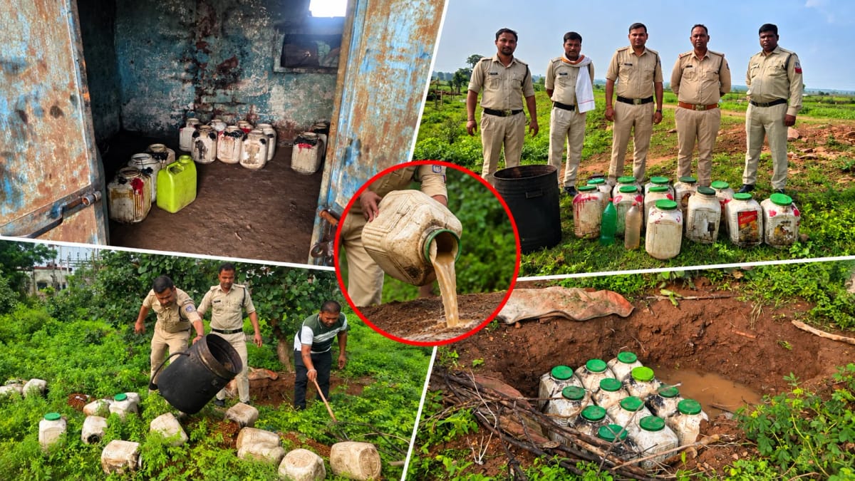 दमोह में अवैध शराब के खिलाफ आबकारी विभाग की कार्रवाई, 35 लीटर कच्ची शराब और 1050 लीटर महुआ लाहन जब्त